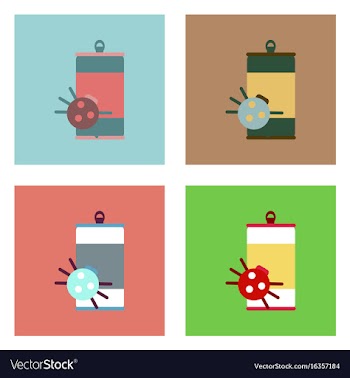 Flat icon design collection canned and spider vector image