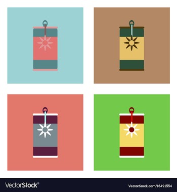 Flat icon design collection canned food and can vector image