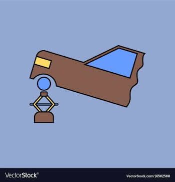 Flat icon design collection car and crane vector image