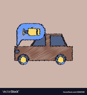 Flat icon design collection car and engine in vector image