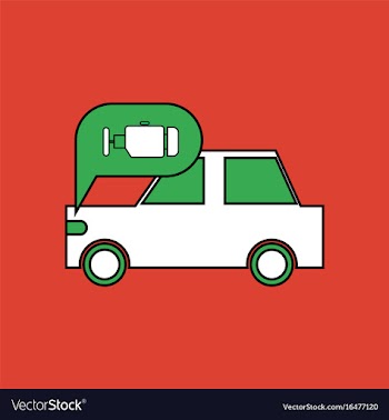 Flat icon design collection car and engine vector image