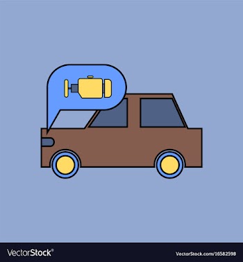 Flat icon design collection car and engine vector image