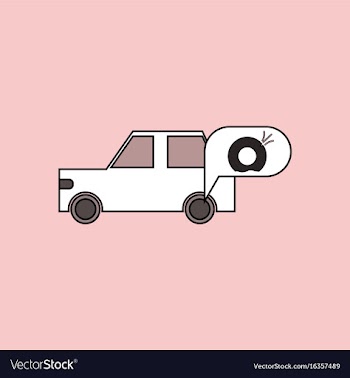 Flat icon design collection car and punctured tire vector image
