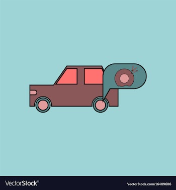 Flat icon design collection car and punctured tire vector image