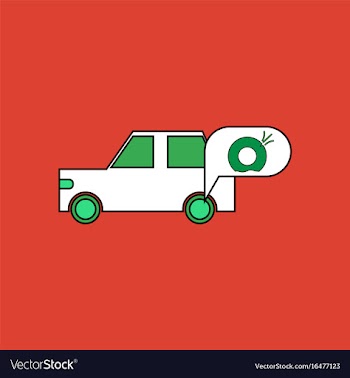 Flat icon design collection car and punctured tire vector image