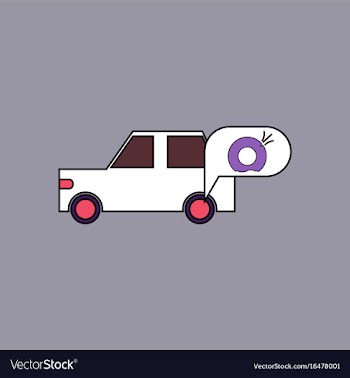 Flat icon design collection car and punctured tire vector image