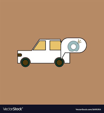 Flat icon design collection car and punctured tire vector image