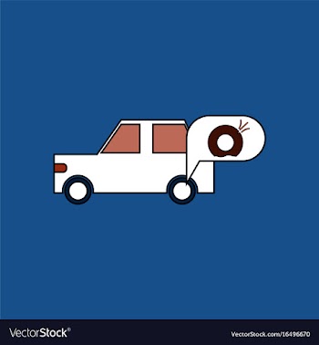 Flat icon design collection car and punctured tire vector image