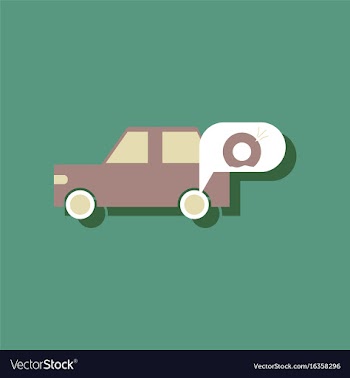 Flat icon design collection car and punctured vector image