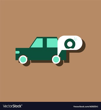 Flat icon design collection car and punctured vector image