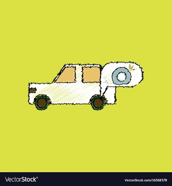 Flat icon design collection car and punctured vector image