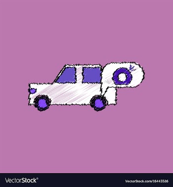 Flat icon design collection car and punctured vector image
