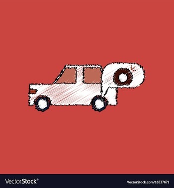 Flat icon design collection car and punctured vector image