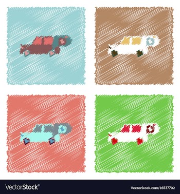 Flat icon design collection car and punctured vector image