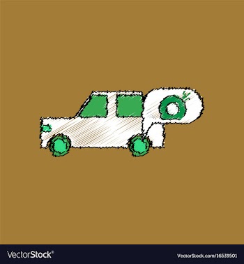 Flat icon design collection car and punctured vector image