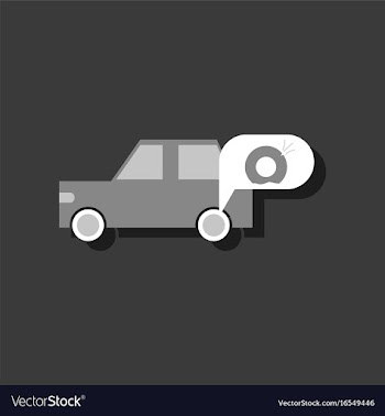 Flat icon design collection car and punctured vector image