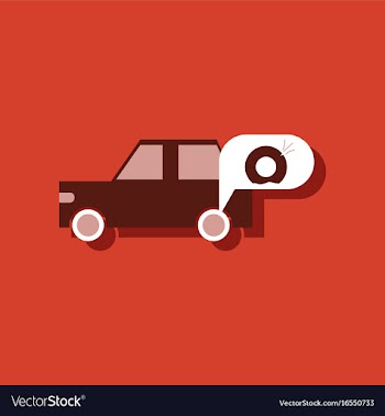 Flat icon design collection car and punctured vector image