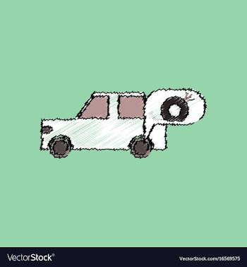 Flat icon design collection car and punctured vector image