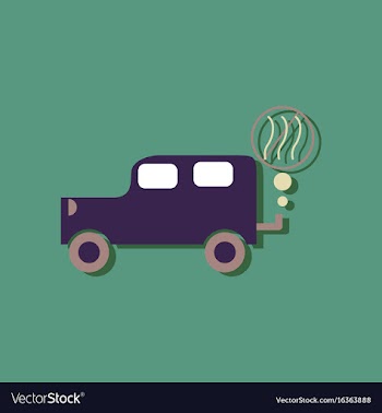 Flat icon design collection car and smoke in vector image