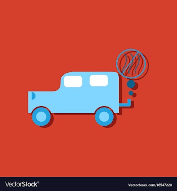 Flat icon design collection car and smoke in vector image
