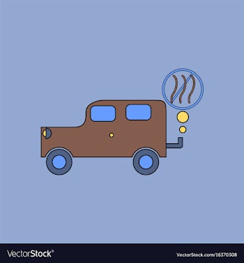 Flat icon design collection car and smoke vector image