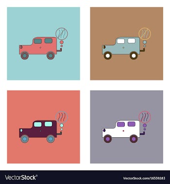 Flat icon design collection car and smoke vector image