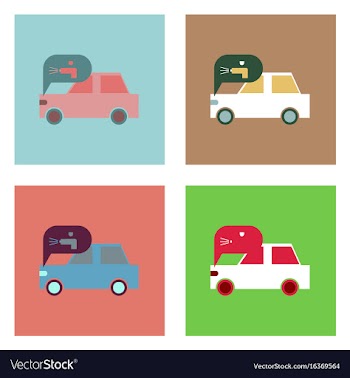Flat icon design collection car and sound signal vector image