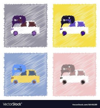 Flat icon design collection car and sound signal vector image