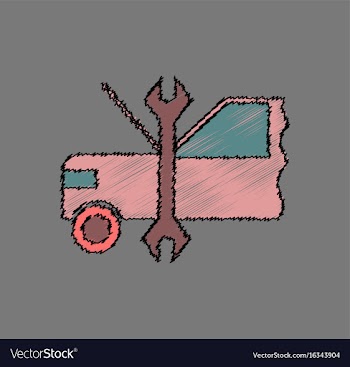 Flat icon design collection car and tool in vector image