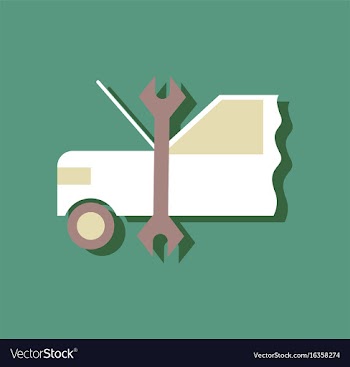 Flat icon design collection car and tool in vector image