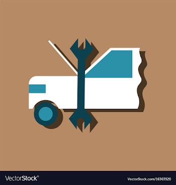 Flat icon design collection car and tool in vector image