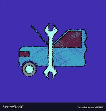 Flat icon design collection car and tool in vector image