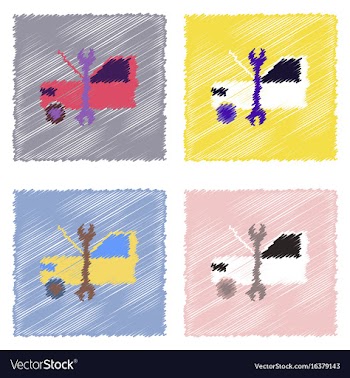 Flat icon design collection car and tool in vector image