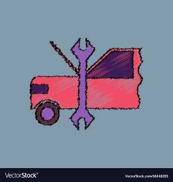 Flat icon design collection car and tool in vector image