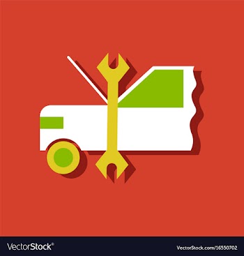 Flat icon design collection car and tool in vector image