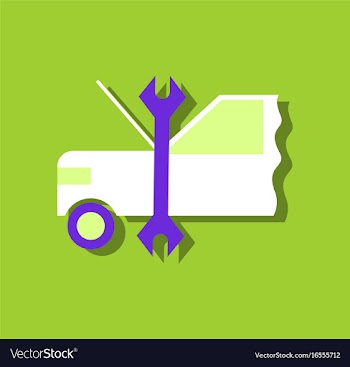 Flat icon design collection car and tool in vector image