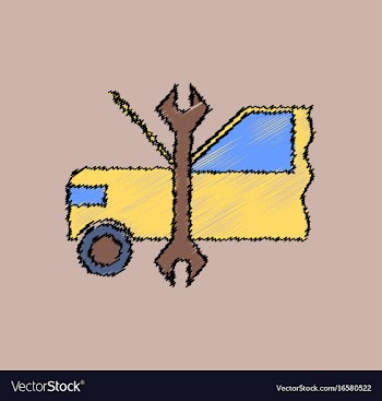 Flat icon design collection car and tool in vector image