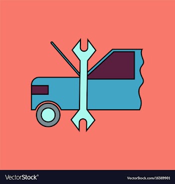 Flat icon design collection car and tool vector image