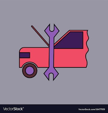 Flat icon design collection car and tool vector image