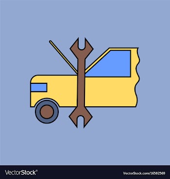 Flat icon design collection car and tool vector image