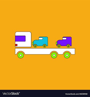 Flat icon design collection car carrier truck vector image