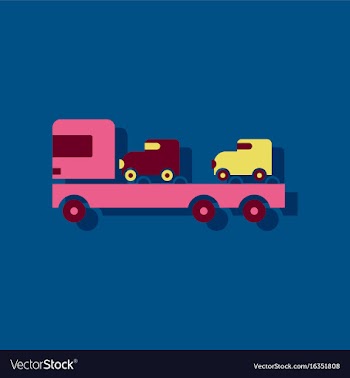 Flat icon design collection car carrier truck vector image