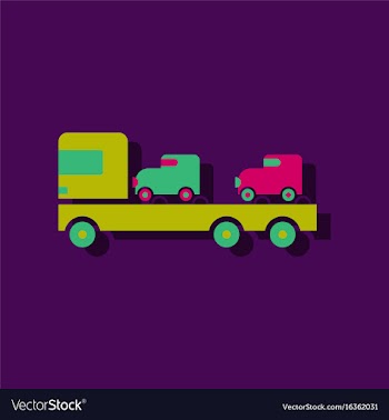 Flat icon design collection car carrier truck vector image