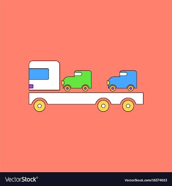 Flat icon design collection car carrier truck vector image