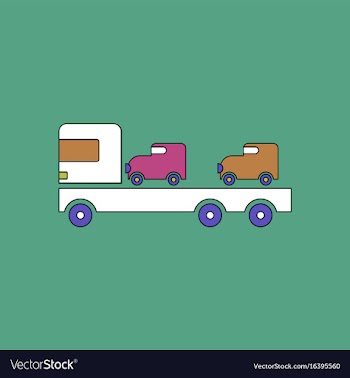 Flat icon design collection car carrier truck vector image
