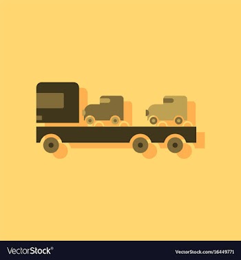 Flat icon design collection car carrier truck vector image