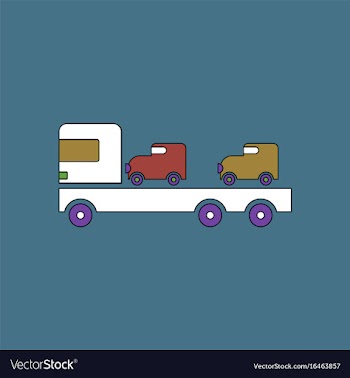 Flat icon design collection car carrier truck vector image