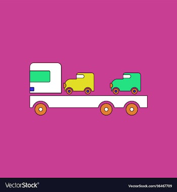Flat icon design collection car carrier truck vector image