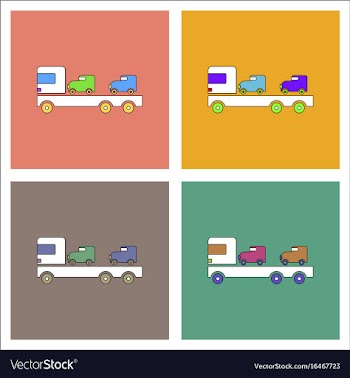 Flat icon design collection car carrier truck vector image