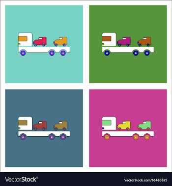 Flat icon design collection car carrier truck vector image